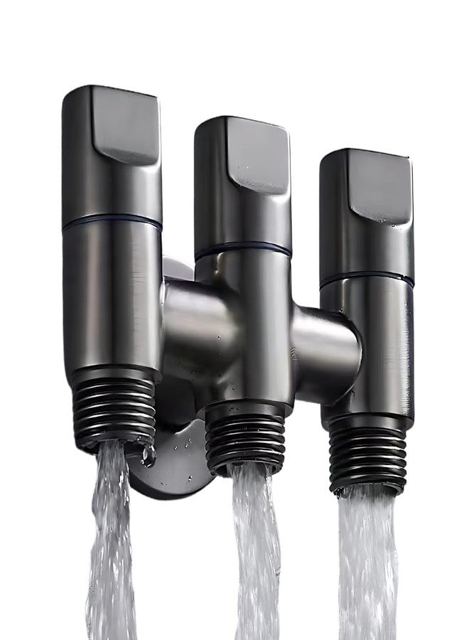 زاب صنبور زاوية ثلاثي الاتجاهات من الفولاذ المقاوم للصدأ يُثبت على الحائط | صنبور متعدد الوظائف للحمامات والمطابخ | فولاذ مقاوم للصدأ | مقاوم للتآكل | سهل التركيب - Image 1